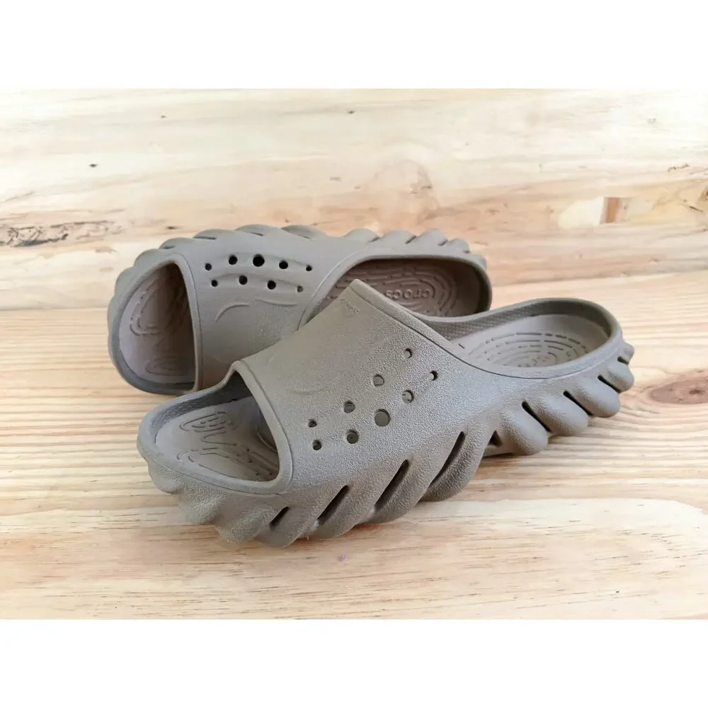 Crocs Echo Slide Sandals Unisex Size M6 W8 Beige Lightweight Comfort Pre-Owned
